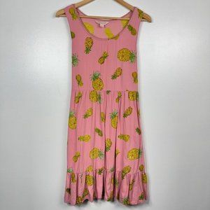 April Cornell  Tie Waist Ruffle Sleeveless Midi Dress  Pineapple Pink